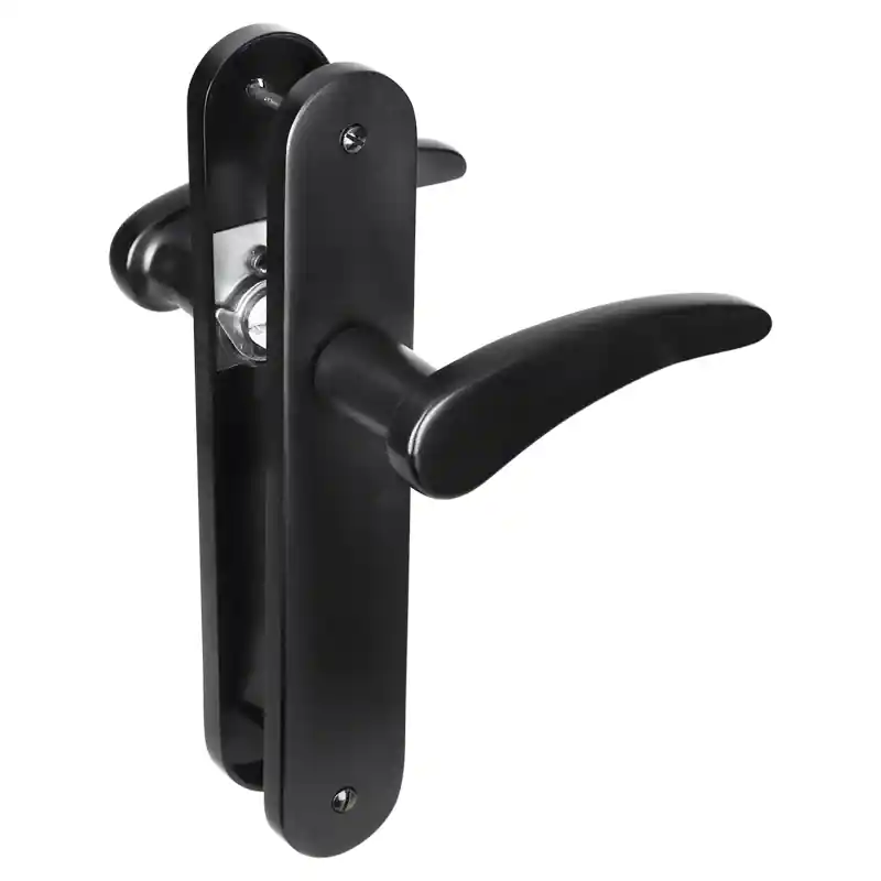 Bestel Nu Impresso Philly deurkruk op schild met schroeven afgerond 225x41x10mm Zwart