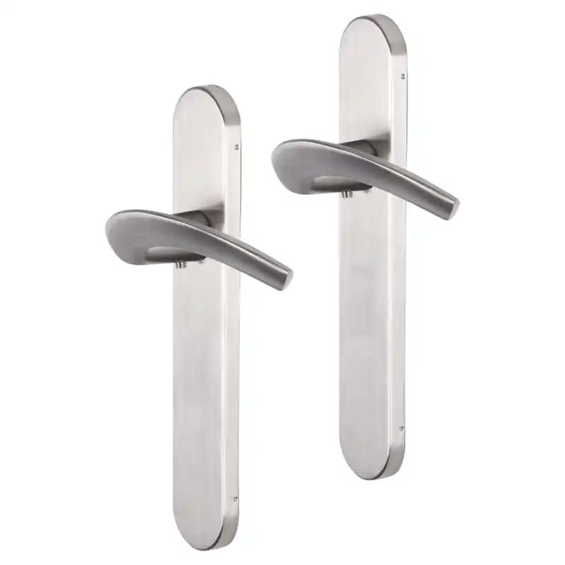 Impresso Watton deurkruk op schild afgerond 225x41x10mm RVS geborsteld Hoge Kwaliteit