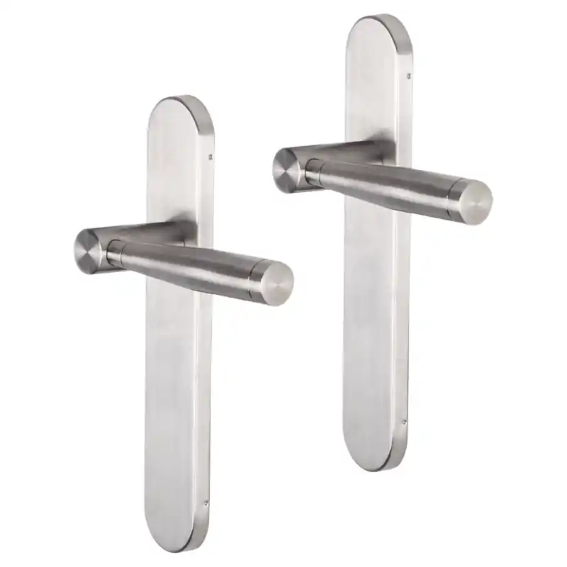 Impresso Retford deurkruk op schild afgerond 225x41x10mm RVS geborsteld Actieprijs