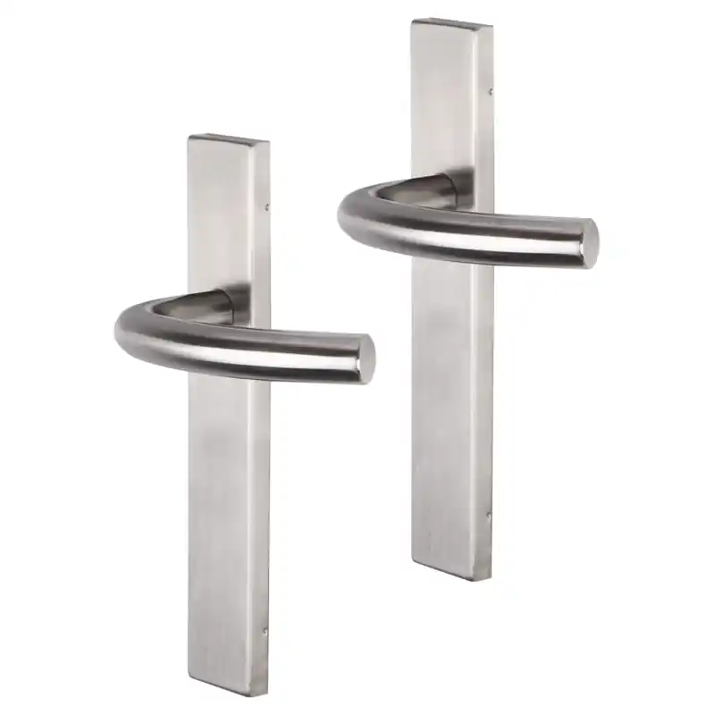 Gereduceerde Prijs Impresso Preston deurkruk op schild rechthoekig 226x41x10mm RVS geborsteld