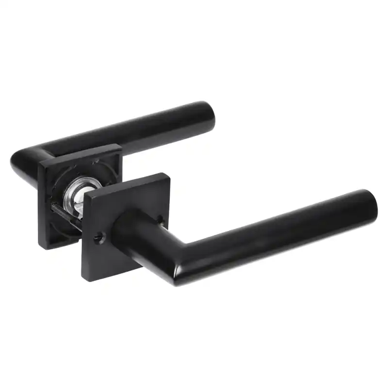 Impresso London deurkruk op rozet met schroeven 53x53x9mm Zwart Premium
