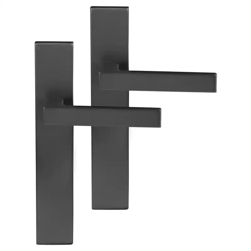 Nieuw Differnz Tilburg deurkruk op schild rechthoekig 225x41x10mm blind Gun Metal
