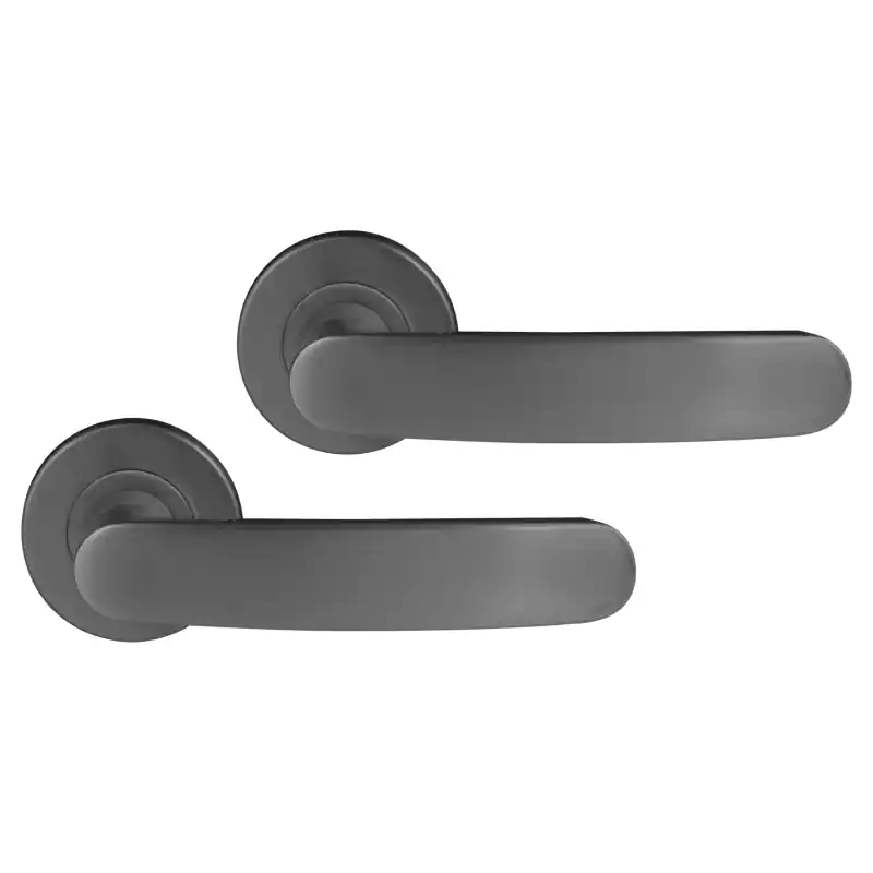 Snelle Levering Differnz Eindhoven deurkruk op rozet rond 53x10mm Gun metal