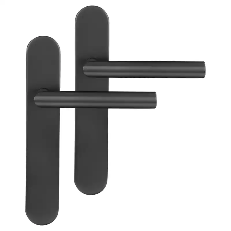 Differnz Amsterdam deurkruk op schild afgerond 225x41x10mm blind Gun Metal Favoriet