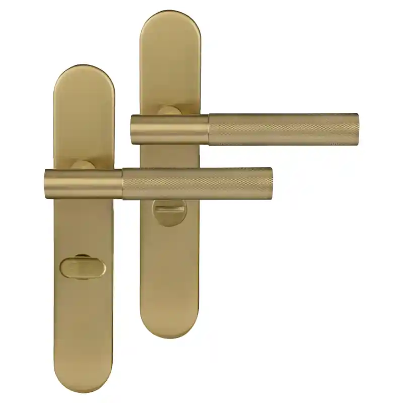Populair Differnz Utrecht deurkruk op schild afgerond 225x41x10mm WC63/8 mm Goud