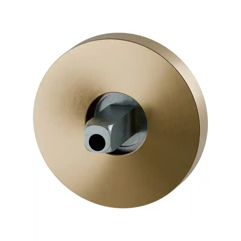Koop Vandaag PVD mat messing ronde click rozet 50x8 mm met vastgelaste knopvastzetter.