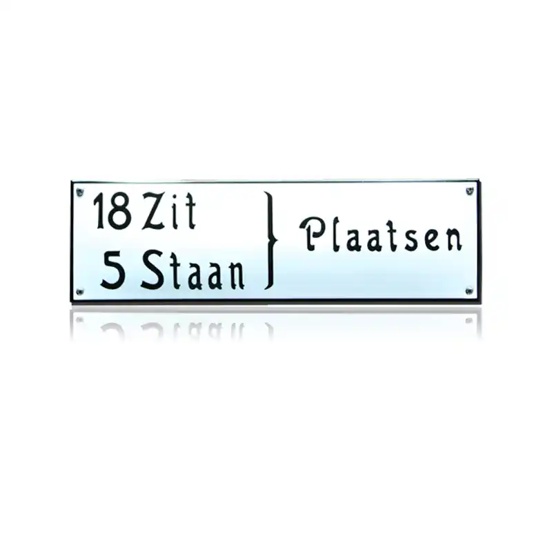 TR-22 emaille trein en tram bord ‘18 zit 5 staan plaatsen‘ Gereduceerde Prijs