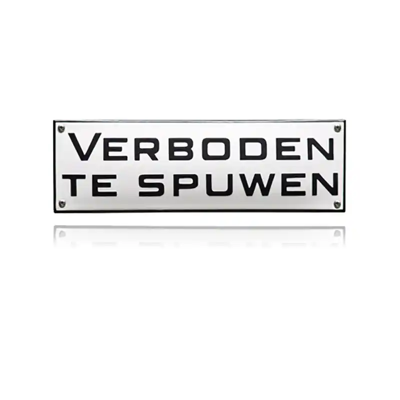 Weekendaanbieding TR-13 emaille trein en tram bord ‘Verboden te spuwen‘