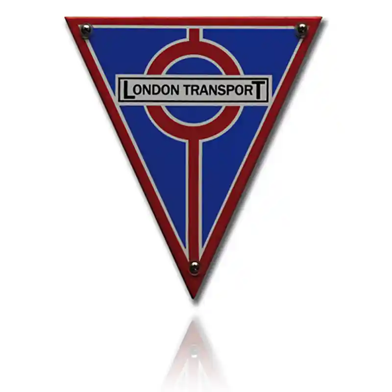 TR-30 emaille trein en tram bord ‘London transport‘ driehoek Tijdelijk Beschikbaar