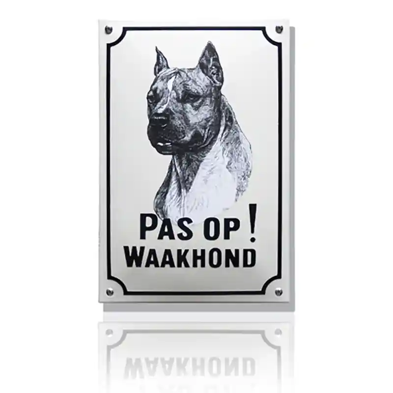 Flitsaanbieding WH-02 emaille waakhondbord ‘American Stafford Terriër‘