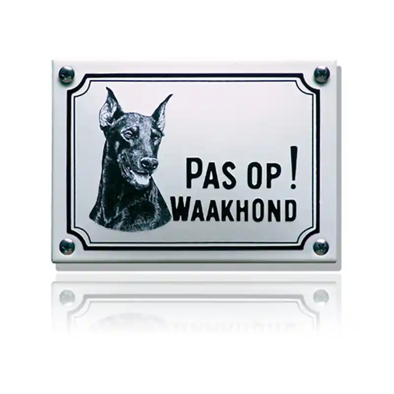 WHK-04 emaille waakhondbord ‘Dobermann‘ Laatste Versie