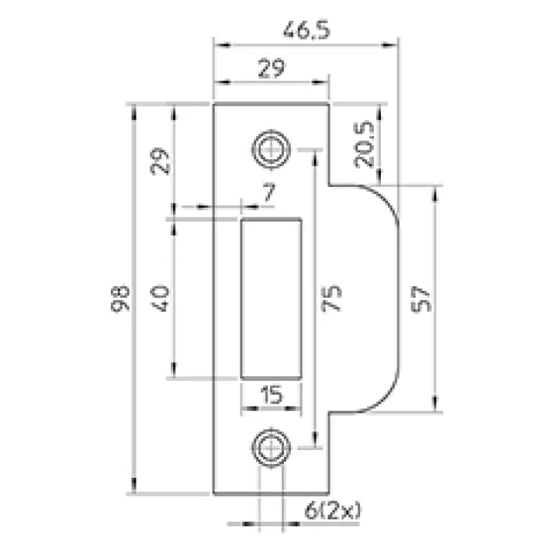 Premium Mauer 430 F sluitplaat t.b.v. loopslot, rechthoekig RVS