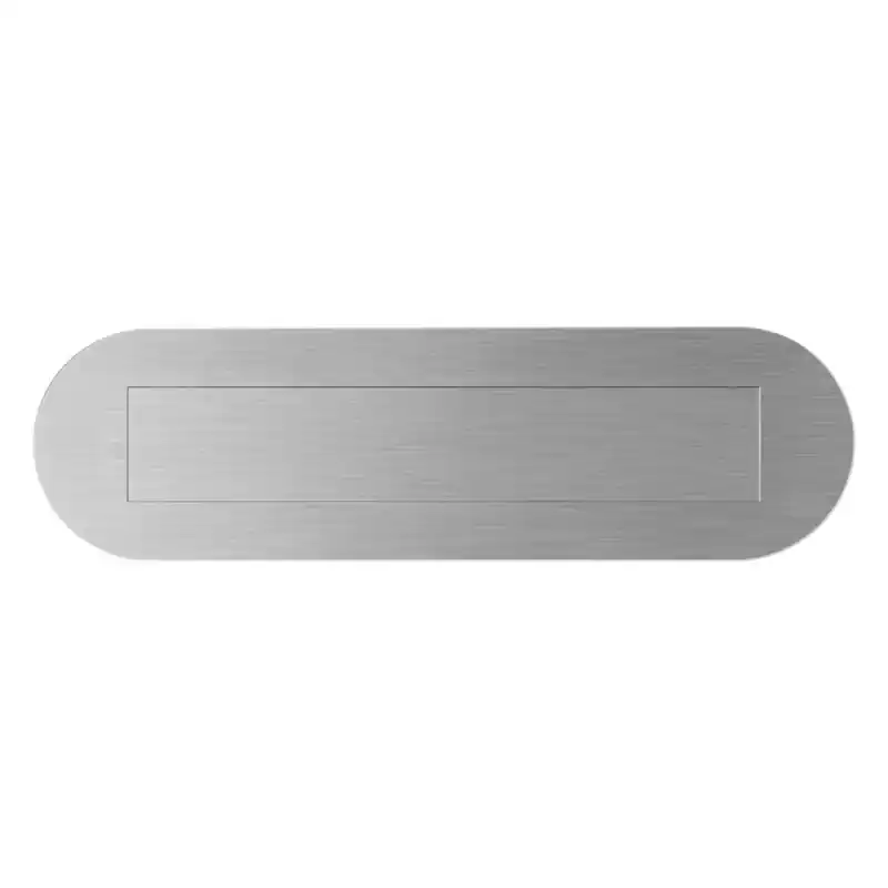 Gratis Retour GPF9835.09 RVS Mat Geborsteld Briefplaat Ovaal 350x100x2,5mm Met Rechthoekige Naar Binnen Verende Vlakke Klep