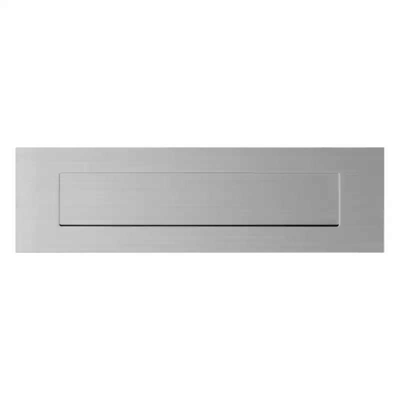 Seizoensaanbieding RVS Mat Geborsteld Briefplaat Rechthoekig 350x100x2,5mm Met Naar Binnen Verende Achterliggende Klep GPF9834.09