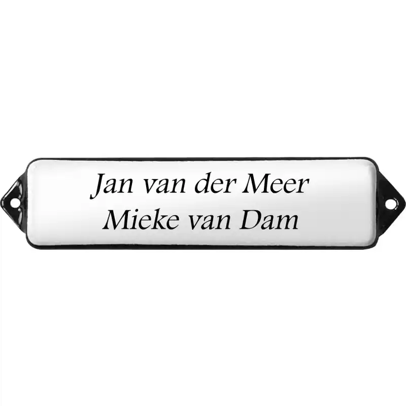 Naamplaat emaille wit, zonder kader, letters Footlight, 120x30mm Favoriet