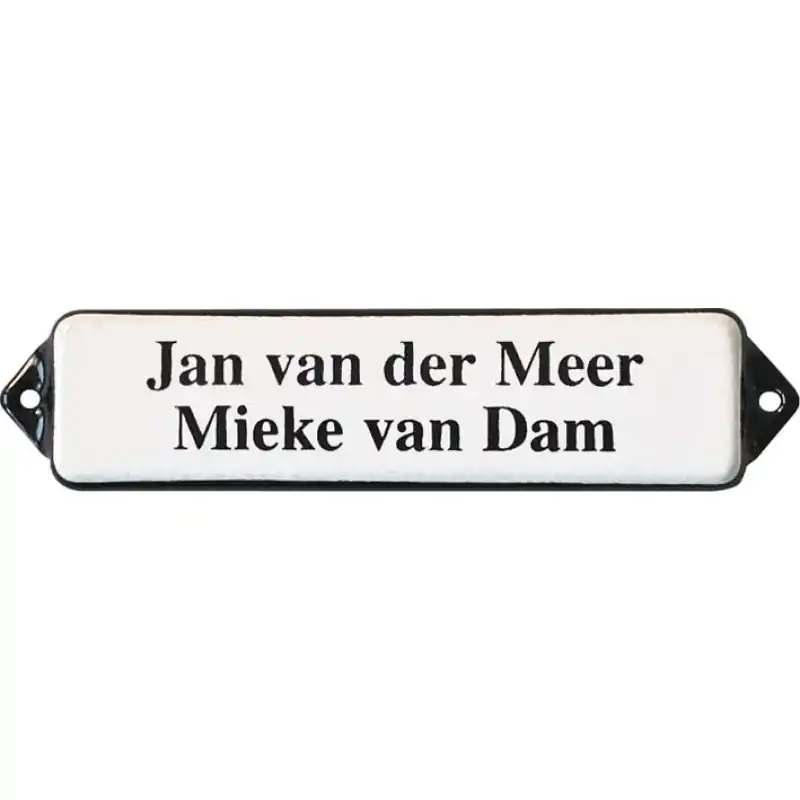 Korting Naamplaat emaille wit, zonder kader, letters Times, 80x30mm