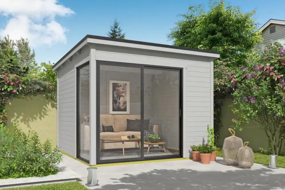 Outdoor Life Tuinhuis Julia 28 mm Vuren Platinum Grey 295 x 295 cm Tijdelijk Beschikbaar