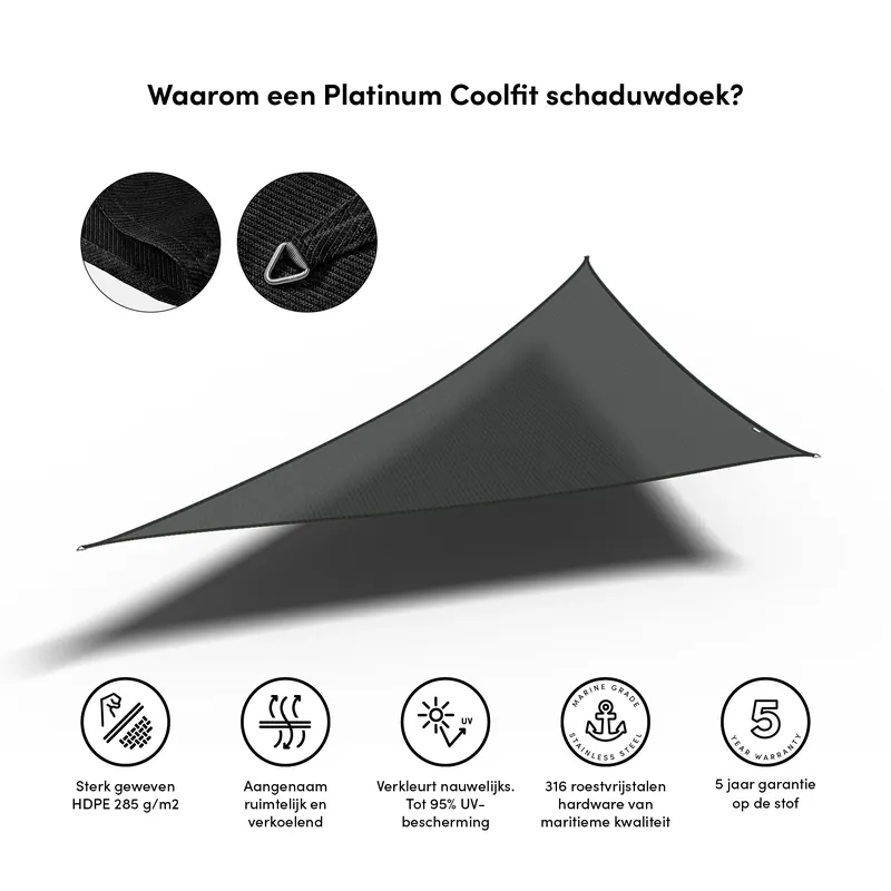 Dagaanbieding Platinum Schaduwdoek Driehoek 90° Zwart 570 cm