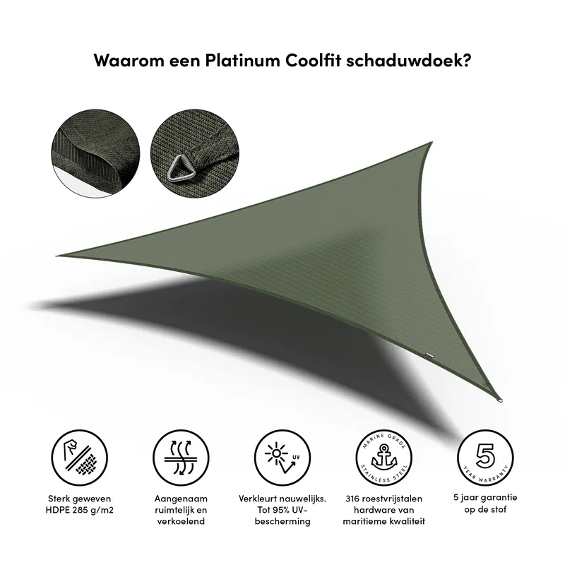 Hoge Kwaliteit Platinum Schaduwdoek Driehoek Olijf 500 cm