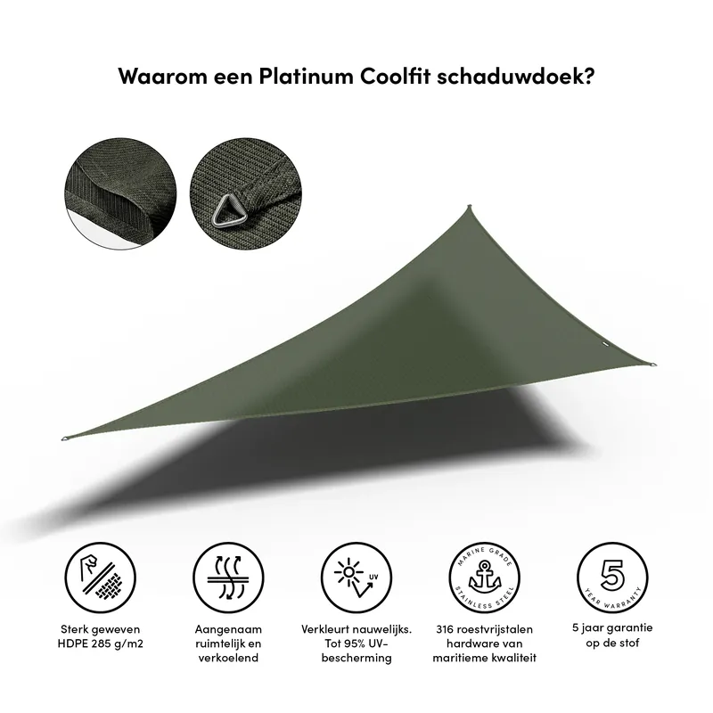 Platinum Schaduwdoek Driehoek 90° Olijf 710 cm Laatste Kans
