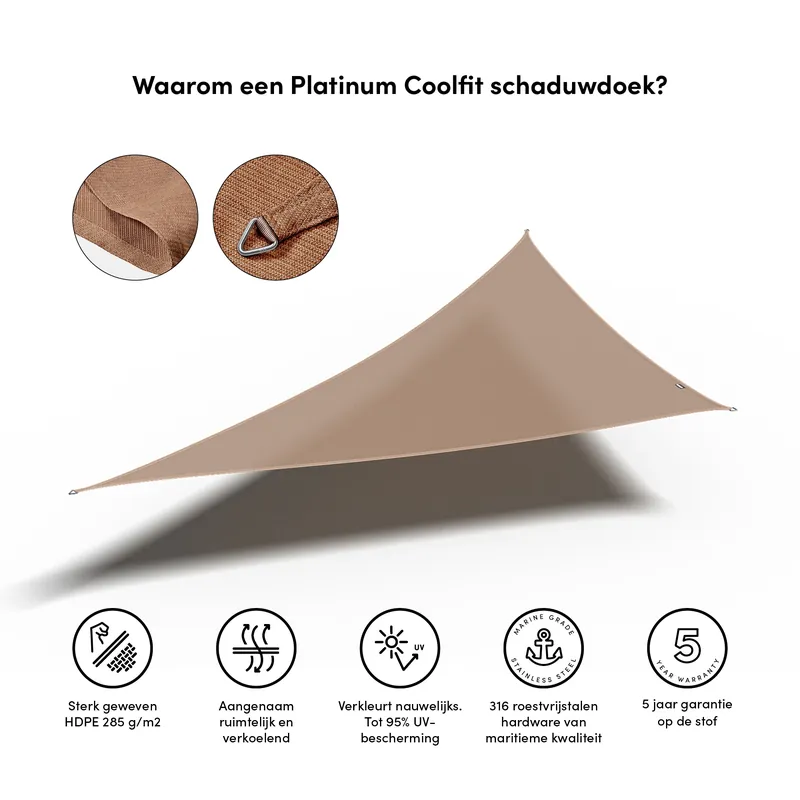 Platinum Schaduwdoek Driehoek 90° Zand 710 cm Korting