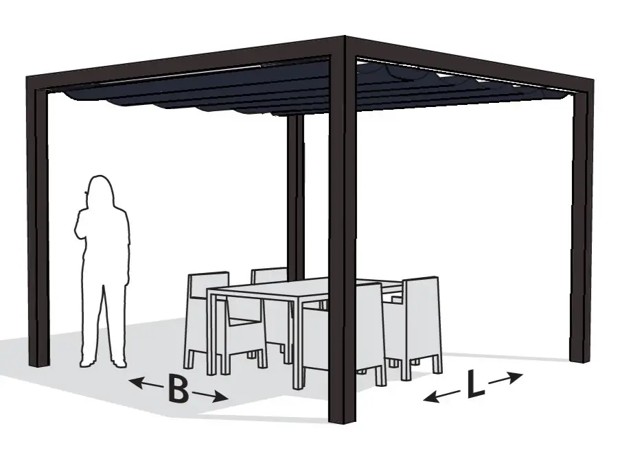 Platinum Optiva Aluminium Pergola Antraciet met Coolfit Schaduwdoek Antraciet 319 x 419 cm Seizoensaanbieding