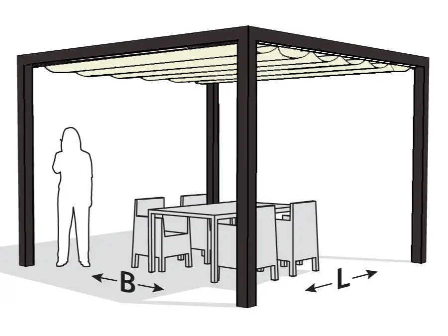 Veilige Betaling Platinum Optiva Aluminium Pergola Antraciet met Coolfit Schaduwdoek Gebroken Wit 319 x 419 cm