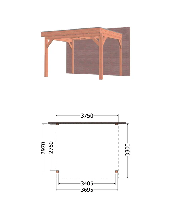 Fabrieksprijs Trendhout Aanbouwveranda Ancona 375 x 330 cm