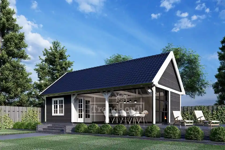 Finale Uitverkoop Trendhout Douglas Overkapping Zadeldak XXL 1250 x 595 cm