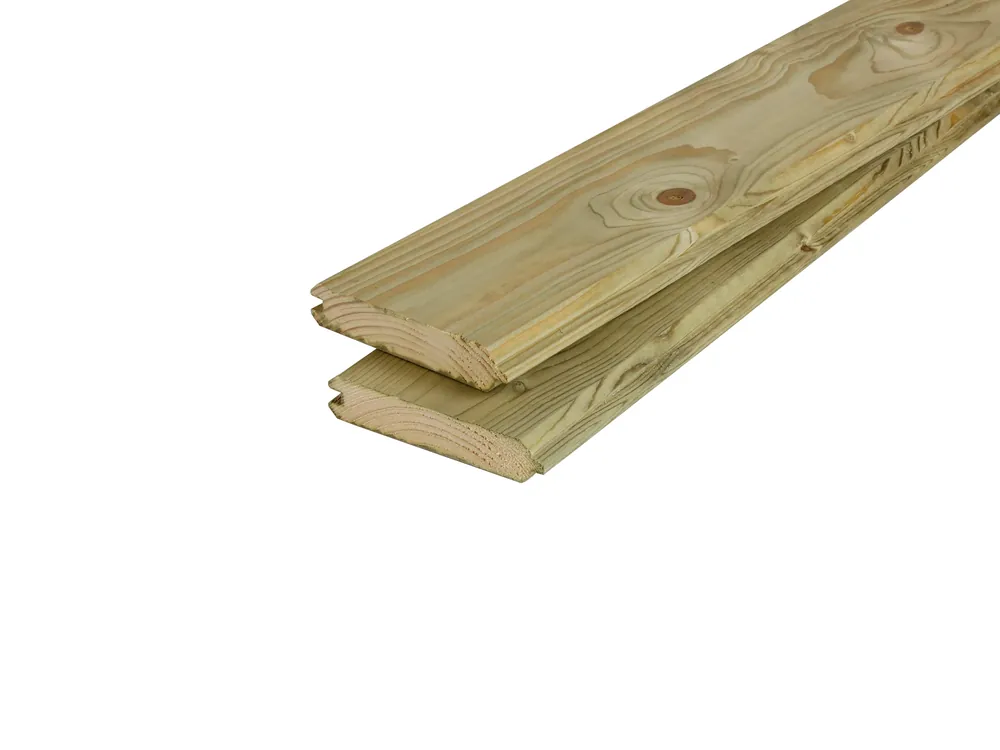 Aanbieding Vuren Blokhutprofielplank 2.8 x 14.5 cm (28 x 145 mm) Geschaafd Geïmpregneerd - Lengte 420 cm