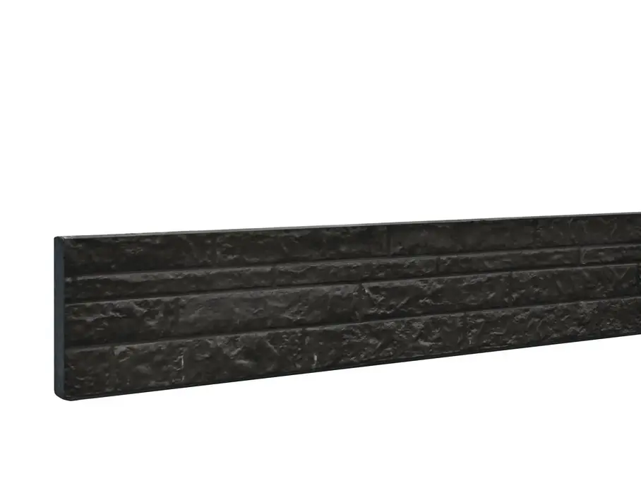 Direct Beschikbaar Betonplaat Dubbelzijdig Rotsmotief 3.5 x 36 cm (35 x 360 mm) Antraciet Gecoat - Lengte 184 cm