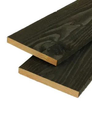 Express Levering Douglas Potdekselplank 2.2 x 20 cm (22 x 200 mm) Fijnbezaagd Zwart Geïmpregneerd - Lengte 500 cm