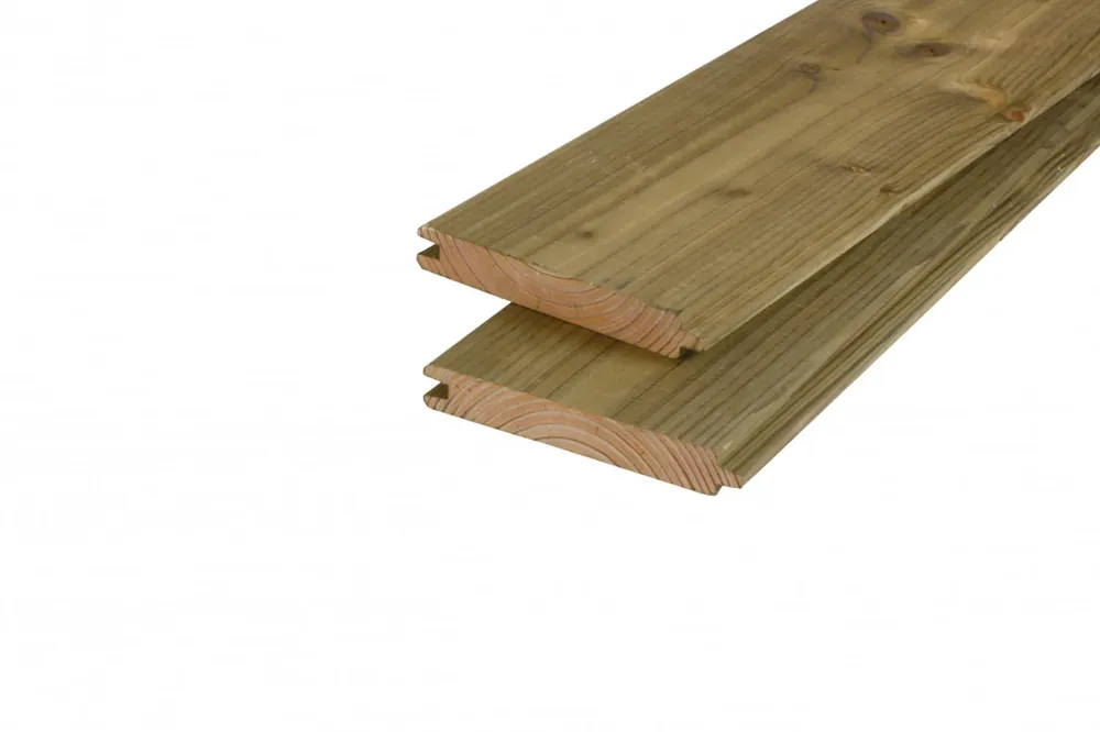 Douglas Blokhutprofielplank Geschaafd Geïmpregneerd 2.8 x 19.5 cm - Lengte 400 cm Beperkte Voorraad