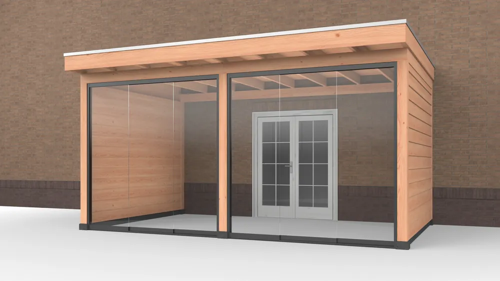 Beste Prijs Douglas Buitenverblijf aan huis, 500 x 300, met twee zijwanden en glazen schuifwand, Westwood