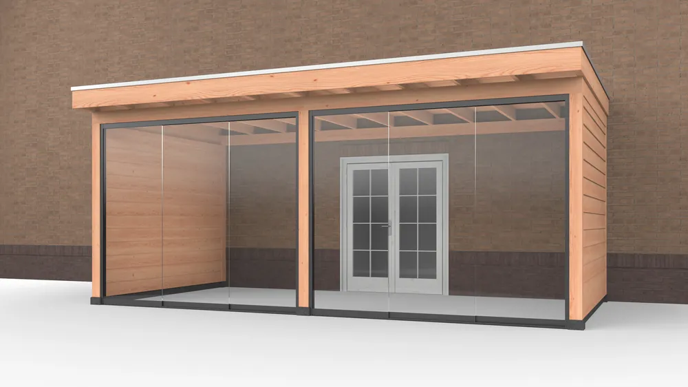 Beste Prijs Douglas Buitenverblijf aan huis, 600 x 300, met twee zijwanden en glazen schuifwand, Westwood