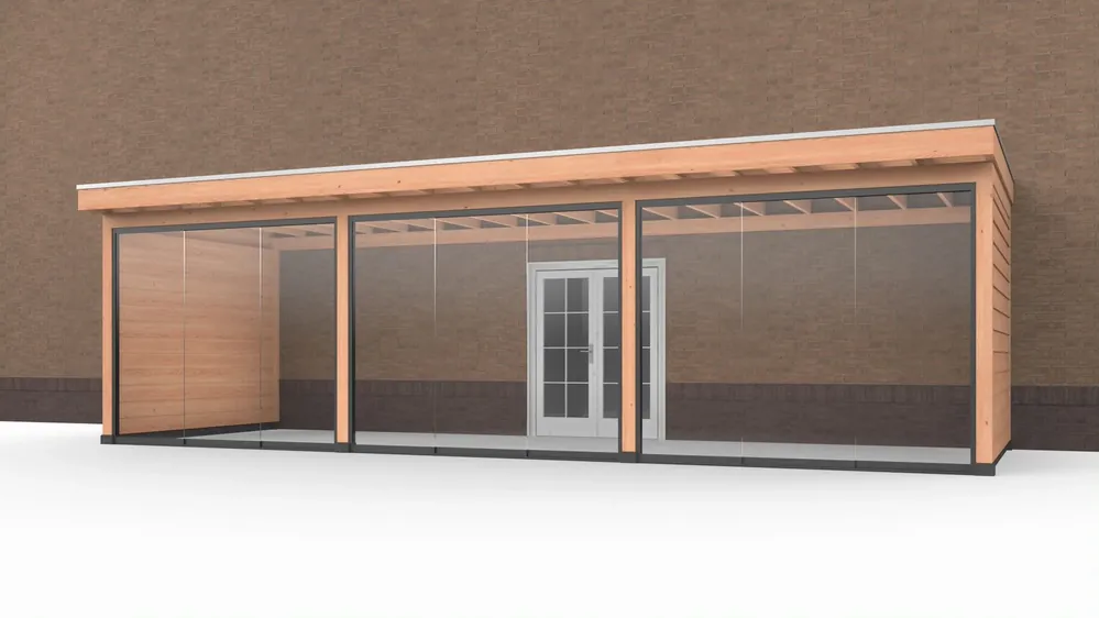 Actieprijs Douglas Buitenverblijf aan huis, 900 x 300, met twee zijwanden en glazen schuifwand, Westwood