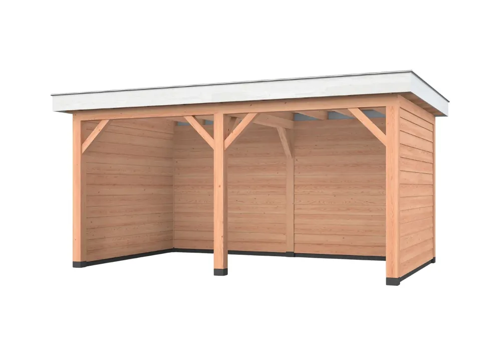 Exclusieve Aanbieding Douglas overkapping, 500 x 300, met achterwand en twee zijwanden, Westwood Holland