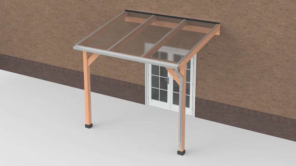 Douglas terrasoverkapping Polycarbonaat Helder Geschaafd 300 x 250 cm Beperkt Aanbod