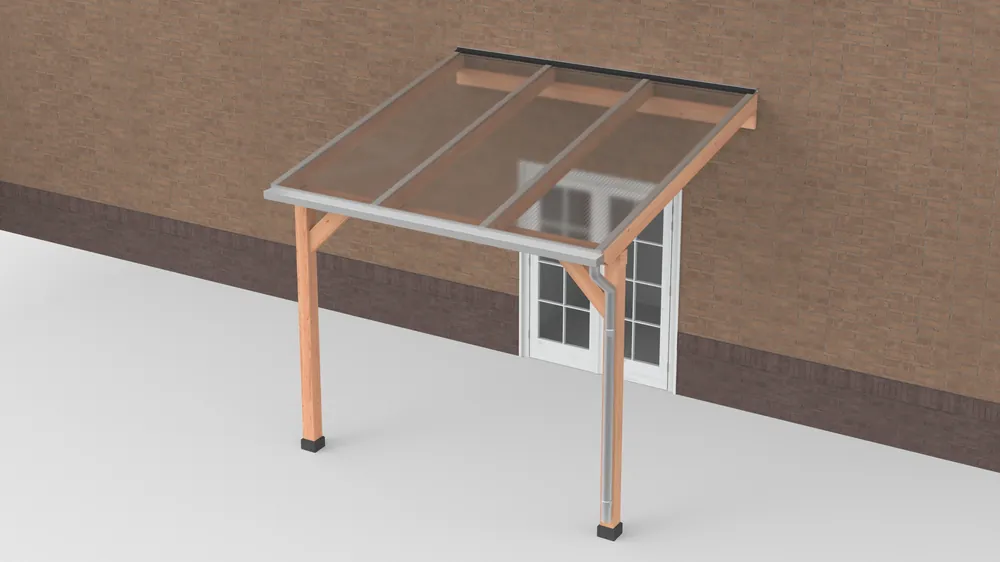 Koop Online Douglas Terrasoverkapping Polycarbonaat Helder Geschaafd 300 x 300 cm