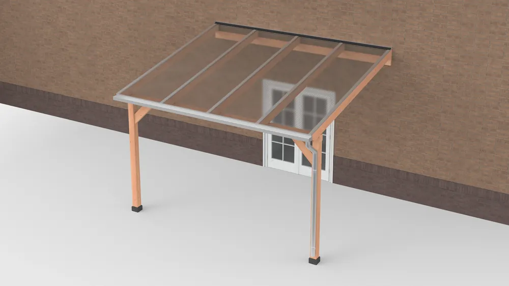Favoriet Douglas Terrasoverkapping Polycarbonaat Helder Geschaafd 400 x 350 cm