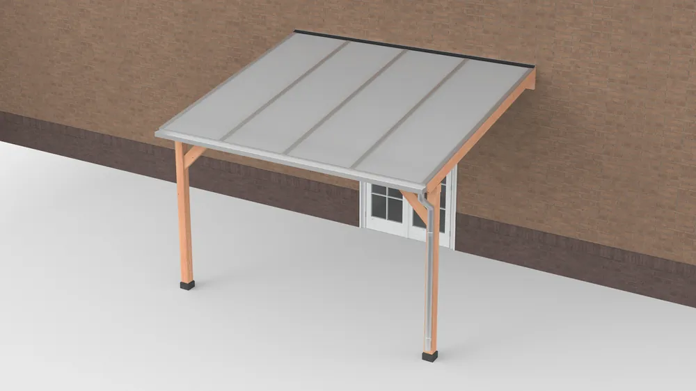 Weekendaanbieding Douglas Terrasoverkapping Polycarbonaat Opaal Geschaafd 400 x 350 cm