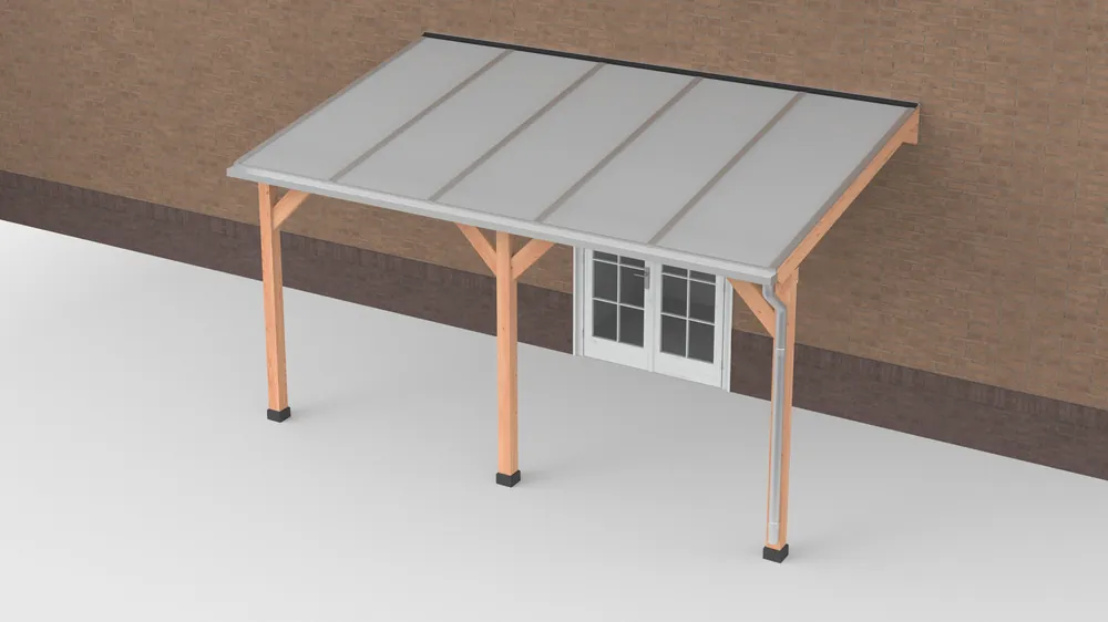 Douglas terrasoverkapping Polycarbonaat Opaal Geschaafd 500 x 300 cm Exclusieve Aanbieding