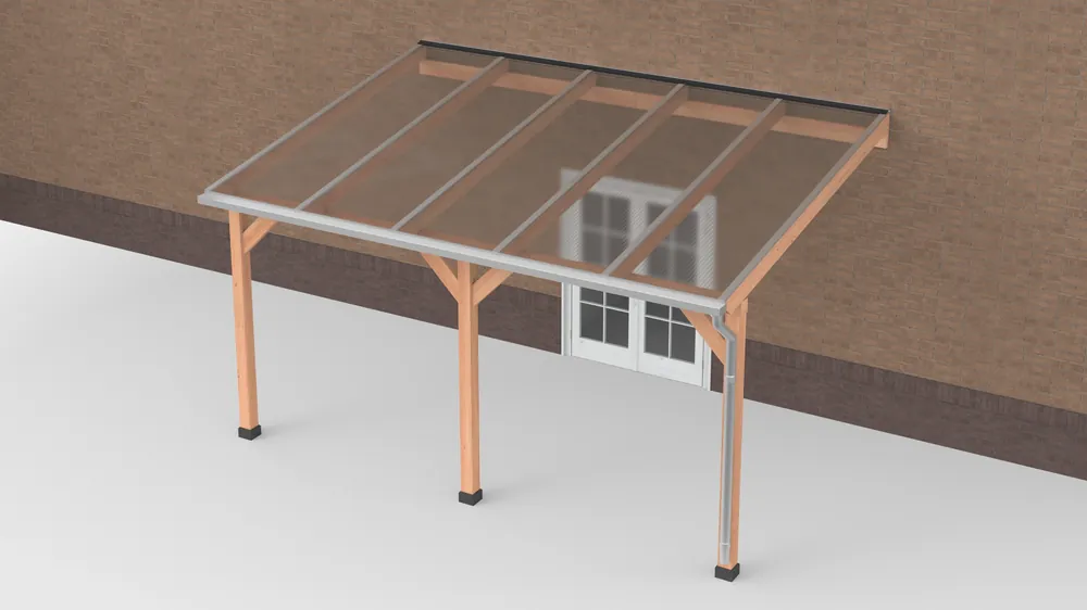 Bestel Nu Douglas Terrasoverkapping Polycarbonaat Helder Geschaafd 500 x 350 cm