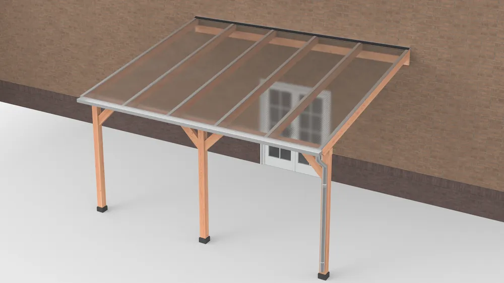 Koop Vandaag Douglas Terrasoverkapping Polycarbonaat Helder Geschaafd 500 x 400 cm