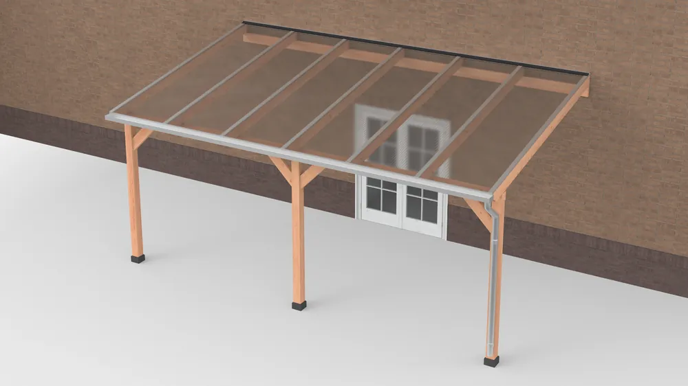 Tijdelijk Beschikbaar Douglas Terrasoverkapping Polycarbonaat Helder Geschaafd 600 x 350 cm