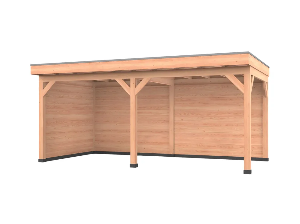Veilige Betaling Douglas overkapping, 600 x 300, met achterwand en zijwand, Westwood Comfort Green