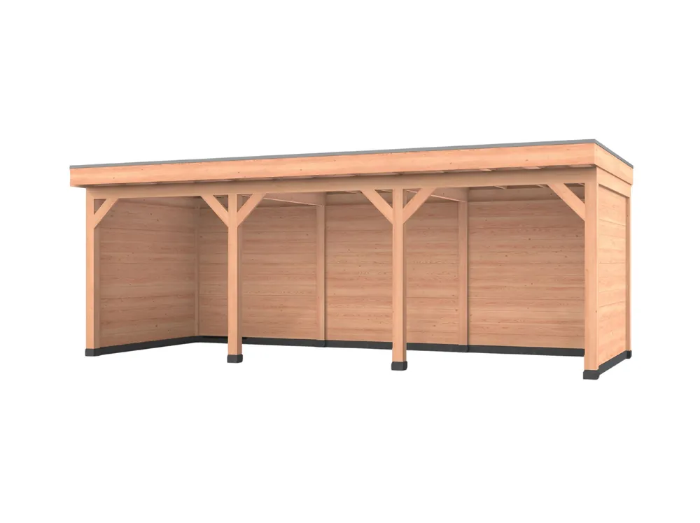 Douglas overkapping, 750 x 300, met achterwand en twee zijwanden, Westwood Comfort Green Alleen Vandaag