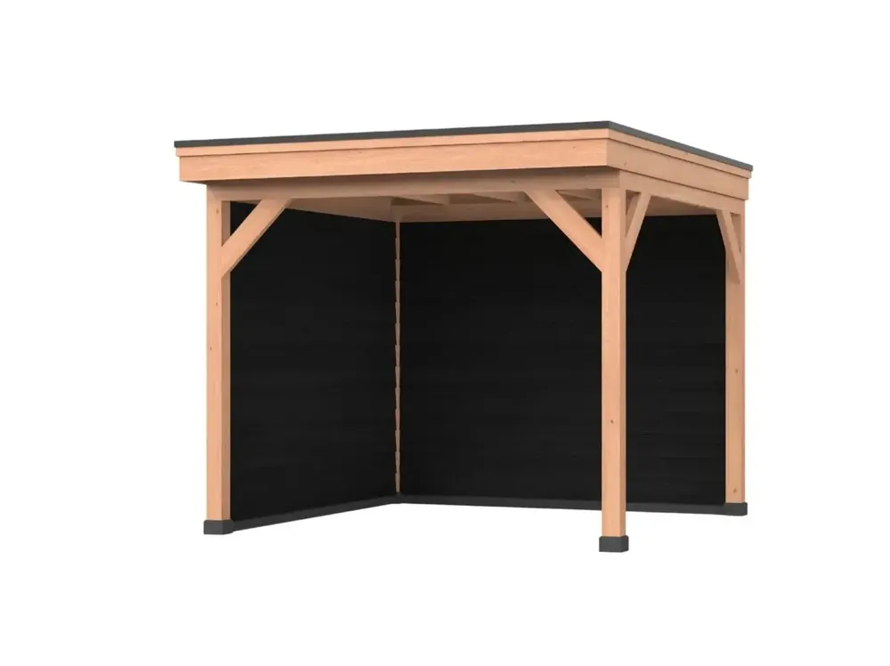 Douglas overkapping, 300 x 250, Met achterwand en zijwand, Westwood DIY zwart Seizoensaanbieding