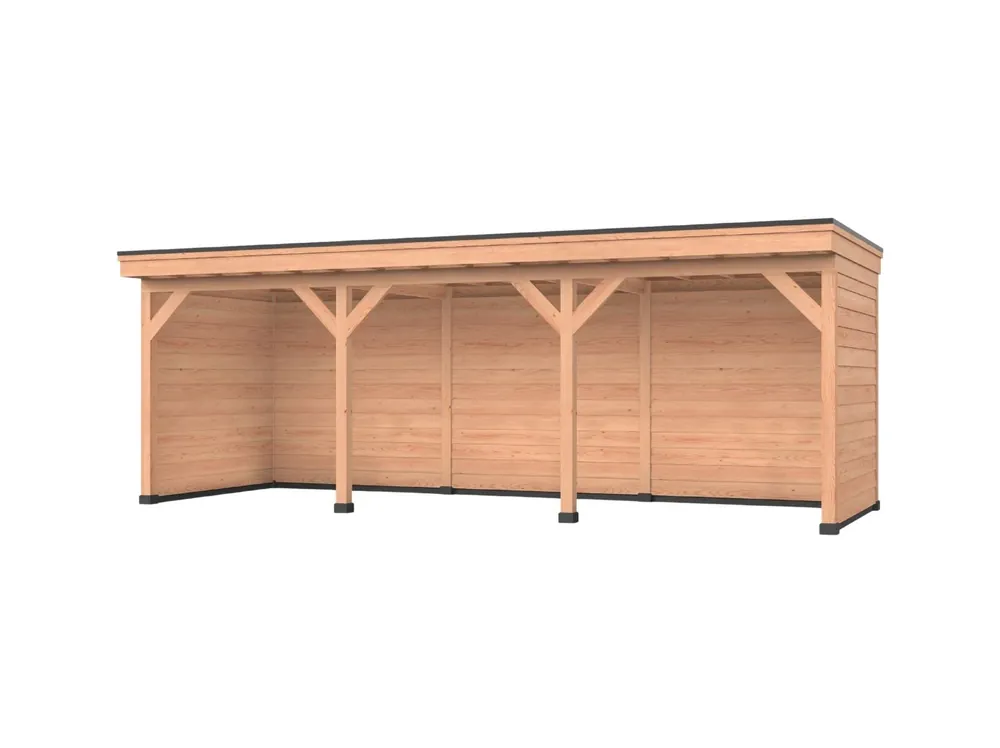 Lage Kosten Douglas overkapping, 750 x 300, Met achterwand en twee zijwanden, Westwood DIY