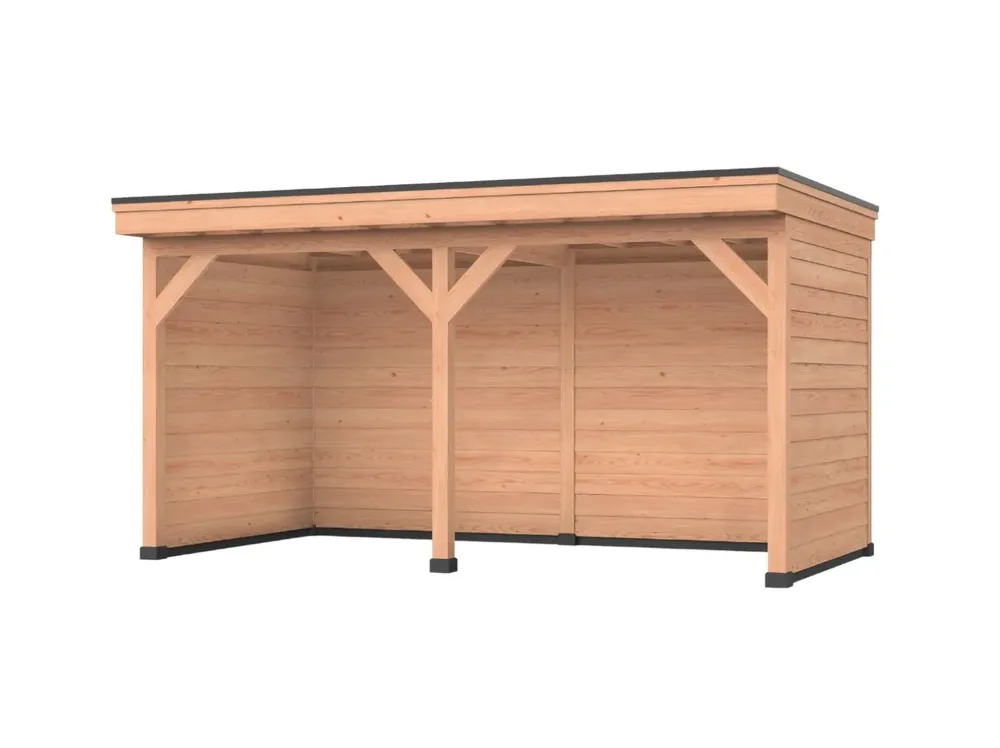 Hoge Kwaliteit Douglas overkapping, 500 x 250, Met achterwand en twee zijwanden, Westwood DIY
